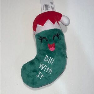 Festive Green Plush Pickle Dog Toy